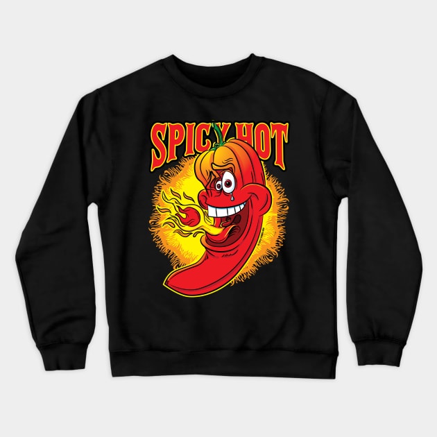 Spicy Flaming Red Hot Chil Pepper Crewneck Sweatshirt by eShirtLabs